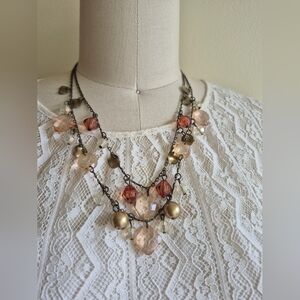 Premier Designs Tuscany Pink and Gold Beaded Necklace